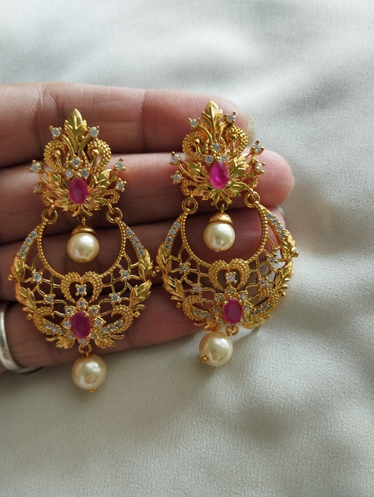 Gold plated fine quality cz stones earrings